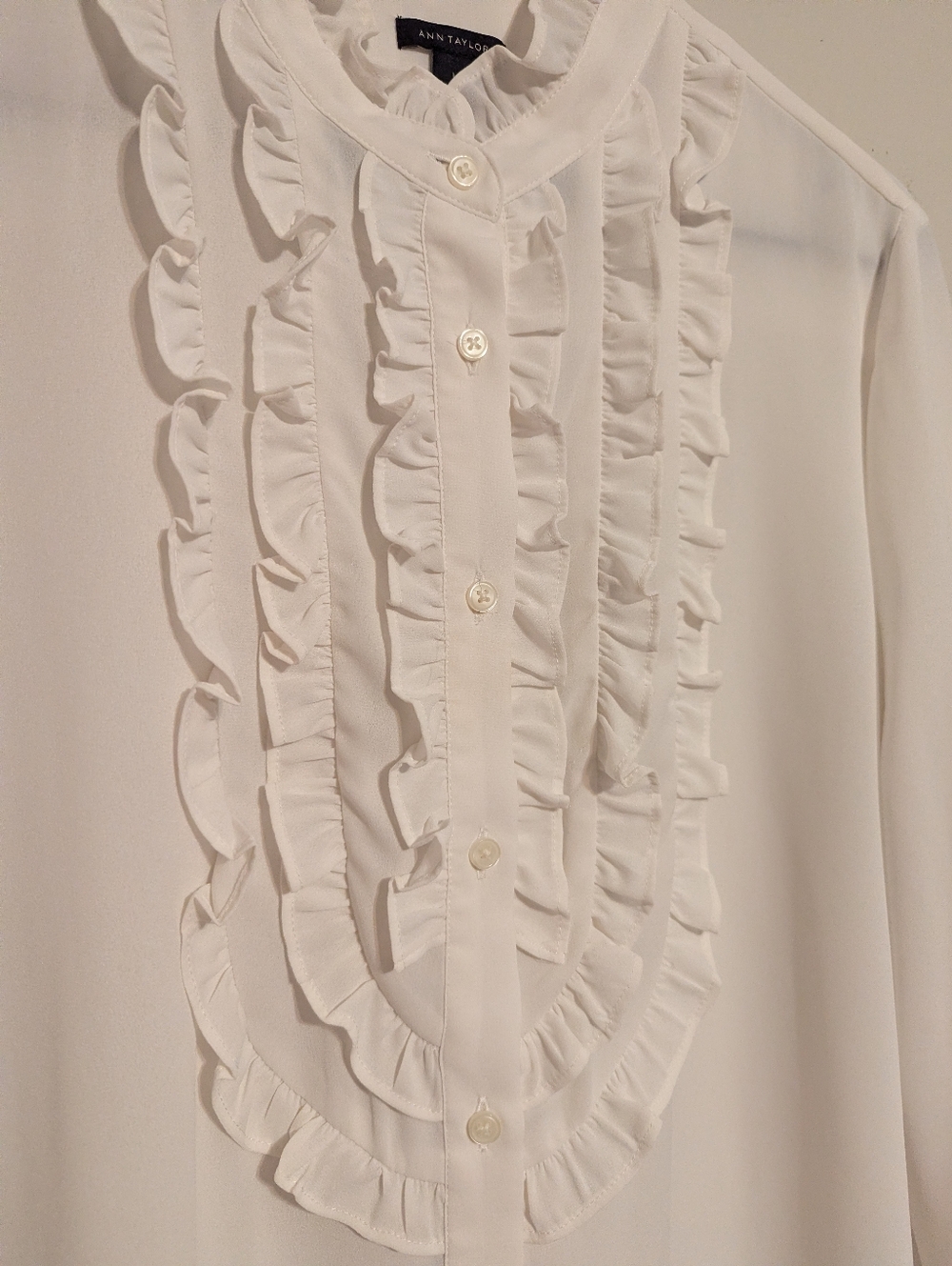 Ann Taylor Ruffle Button Down Blouse - Picture 4 of 7
